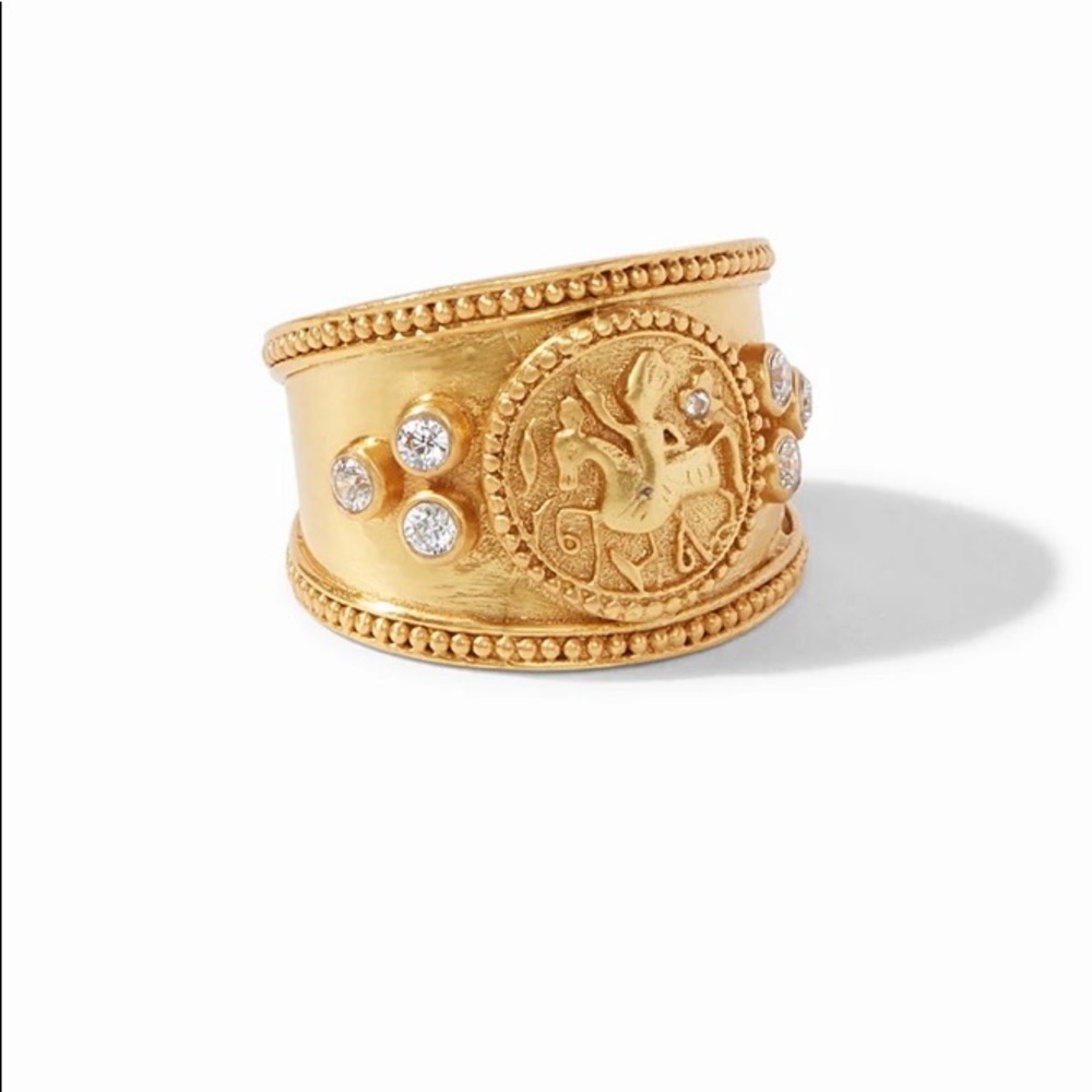 Julie Vos Coin Crest Ring-Gold size 7